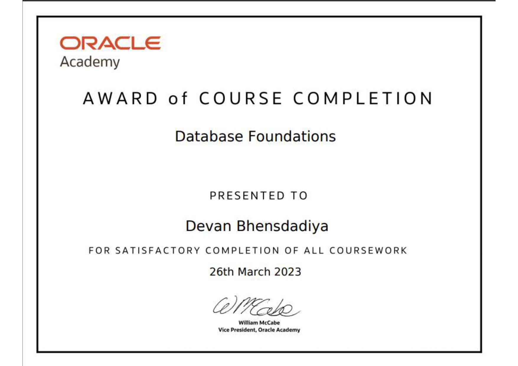 Database Foundation